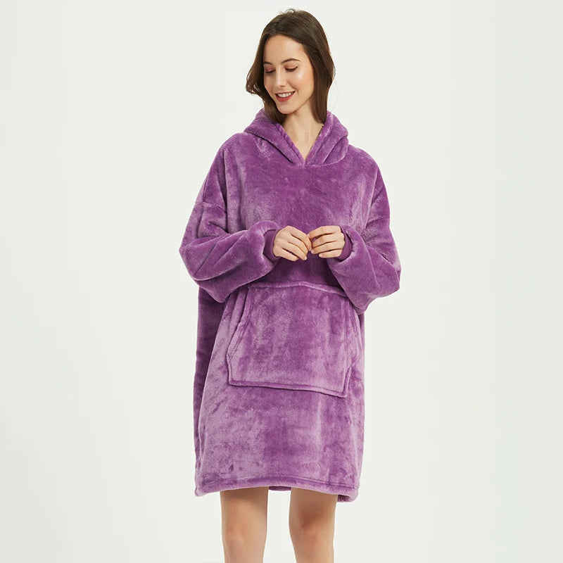 Winter Blanket Hoodie Oversized Warm Wearable Blankets 850grams