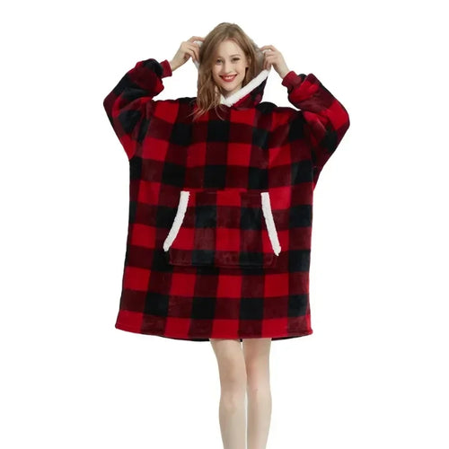 Winter Blanket Hoodie Oversized Warm Wearable Blankets 850grams
