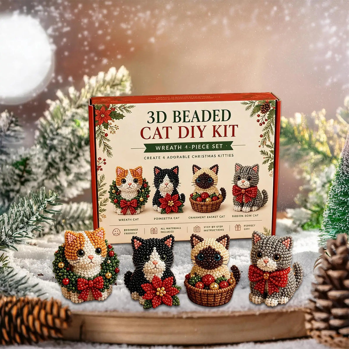 Animal Beading Kit With Instructions Christmas Cute Cat Craft Supplies