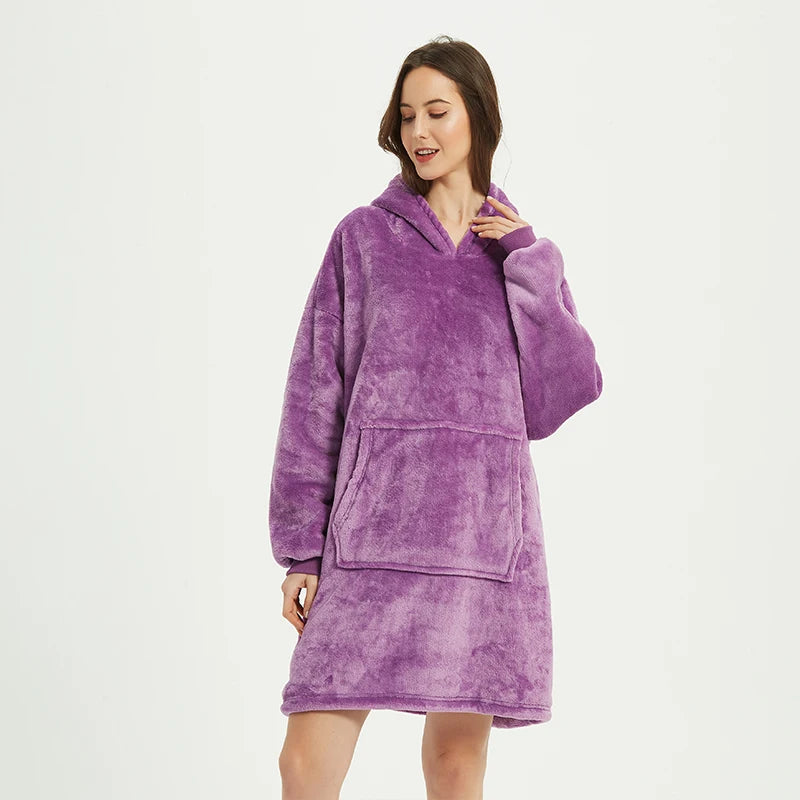 Winter Blanket Hoodie Oversized Warm Wearable Blankets 850grams