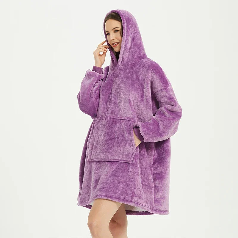 Winter Blanket Hoodie Oversized Warm Wearable Blankets 850grams