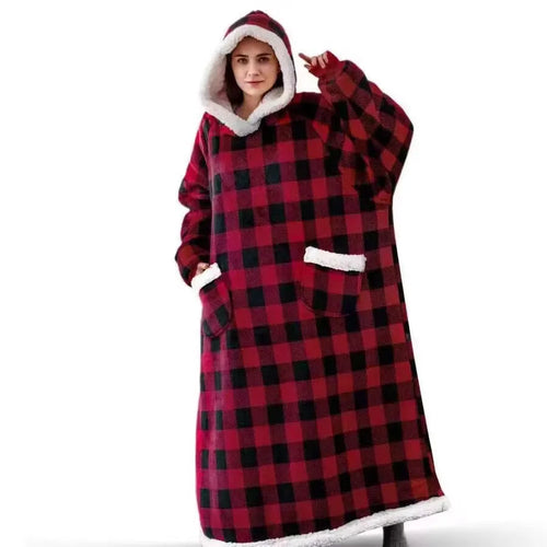 Super Long Flannel Blanket 180and150cm  Pyjamas with Sleeves Winter