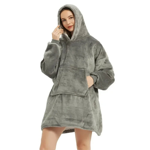 Winter Blanket Hoodie Oversized Warm Wearable Blankets 850grams