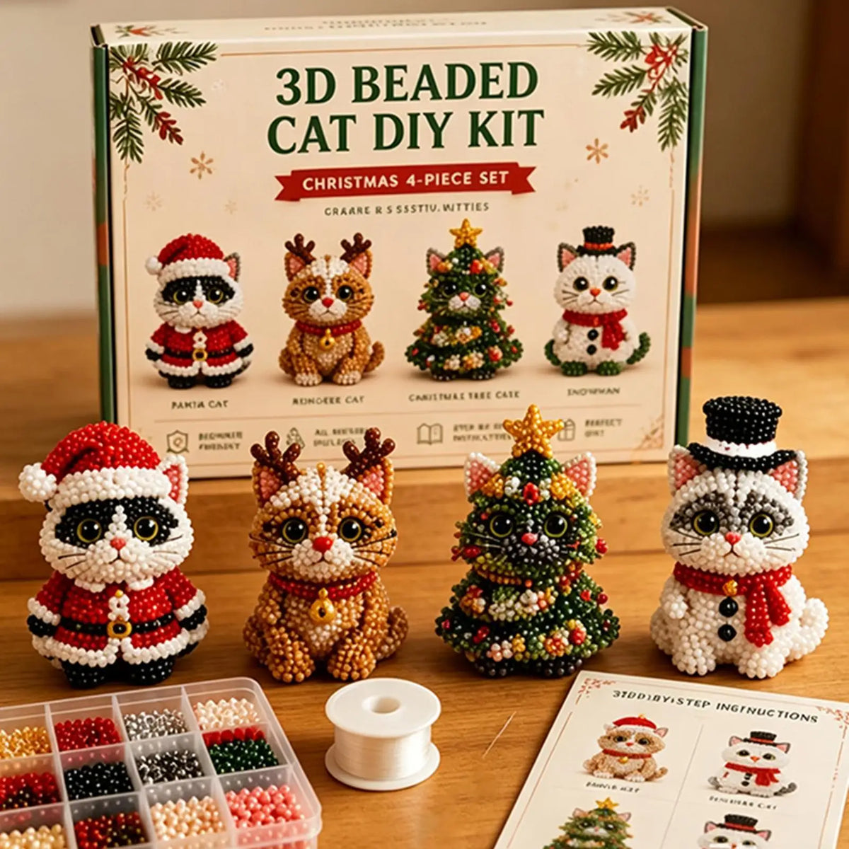 Animal Beading Kit With Instructions Christmas Cute Cat Craft Supplies