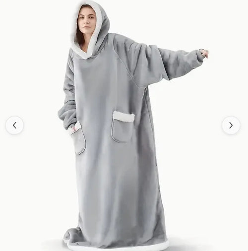 Super Long Flannel Blanket 180and150cm  Pyjamas with Sleeves Winter
