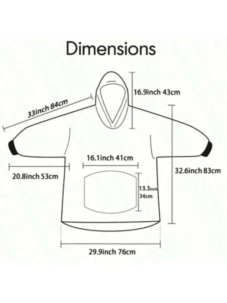 Winter Blanket Hoodie Oversized Warm Wearable Blankets 850grams