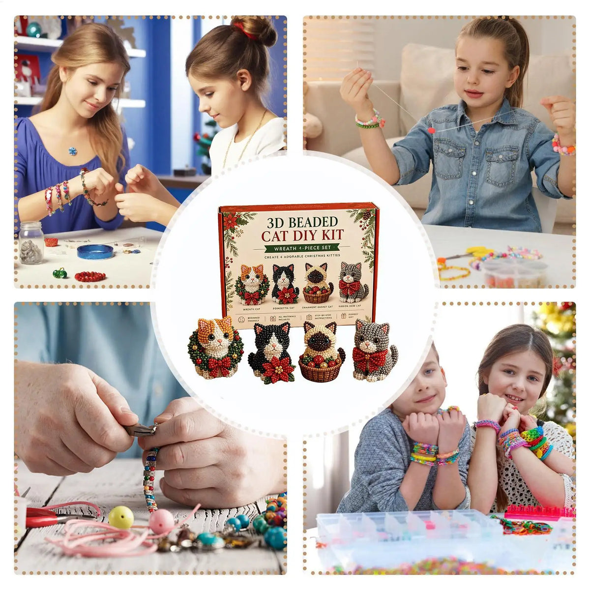 Animal Beading Kit With Instructions Christmas Cute Cat Craft Supplies