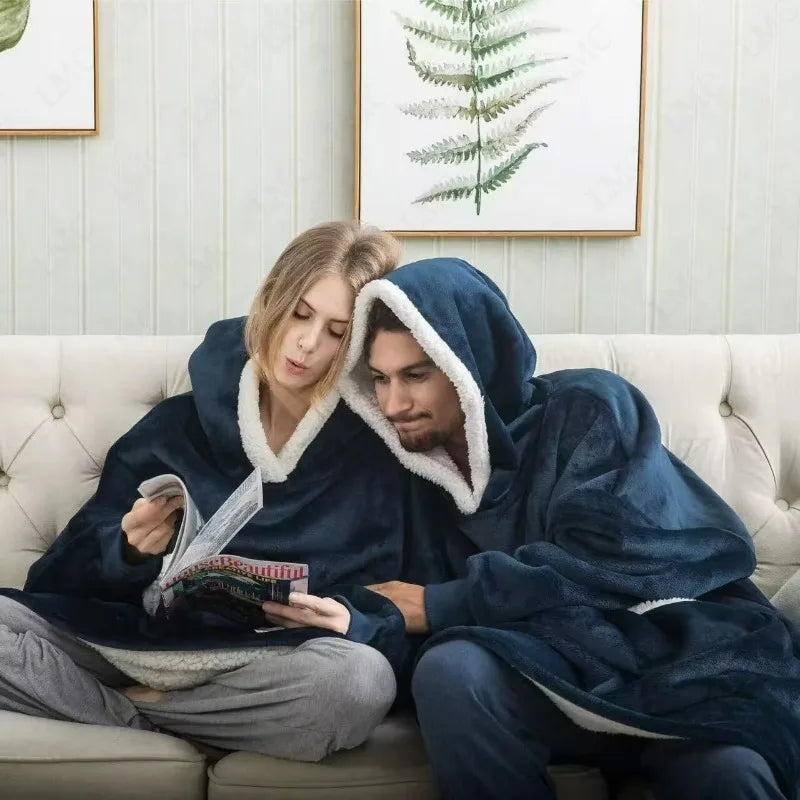 Super Long Flannel Blanket 180and150cm  Pyjamas with Sleeves Winter