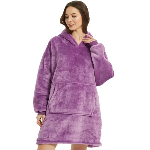 Winter Blanket Hoodie Oversized Warm Wearable Blankets 850grams