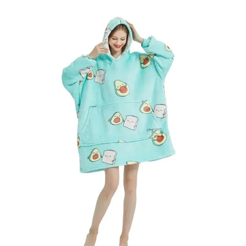 Winter Blanket Hoodie Oversized Warm Wearable Blankets 850grams