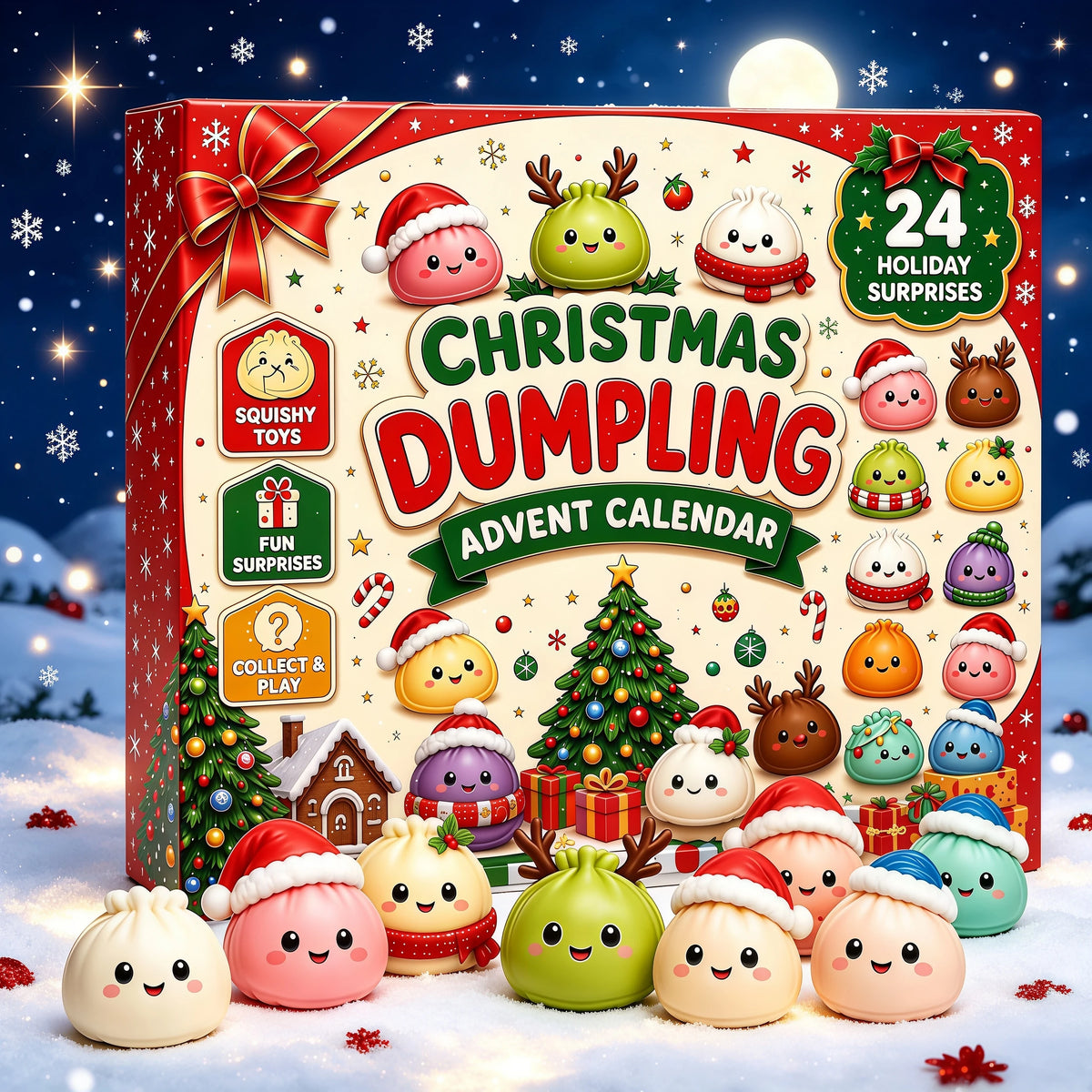 2026 Christmas Squishies Advent Calendar 24 Days Countdown Dumpling